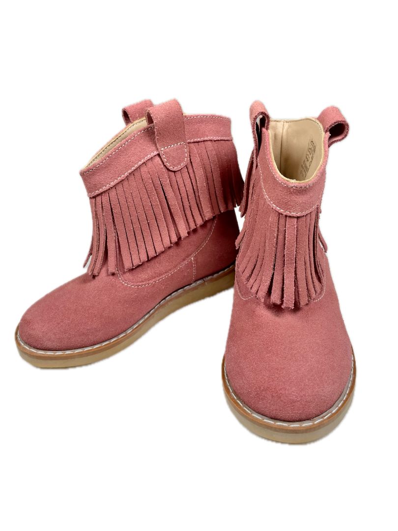 Size 9, Elephantito, Pink, Fringe suede boots
