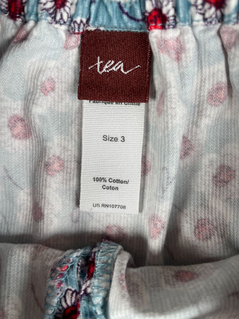 3/3T, Tea Collection, Blue, Floral print corduroy cap-sleeve dress, white/red, pockets