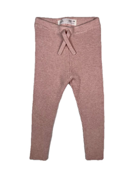 18-24 mo, Zara, Pink, Ribbed sweater leggings, decorative tie