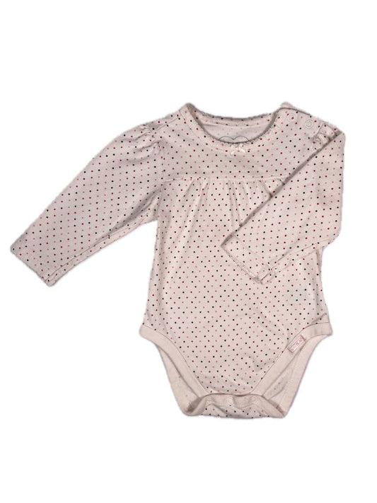 6-9 mo, The Children's Place, Cream, Small polka dot long-sleeve bodysuit, pinks/black, bow