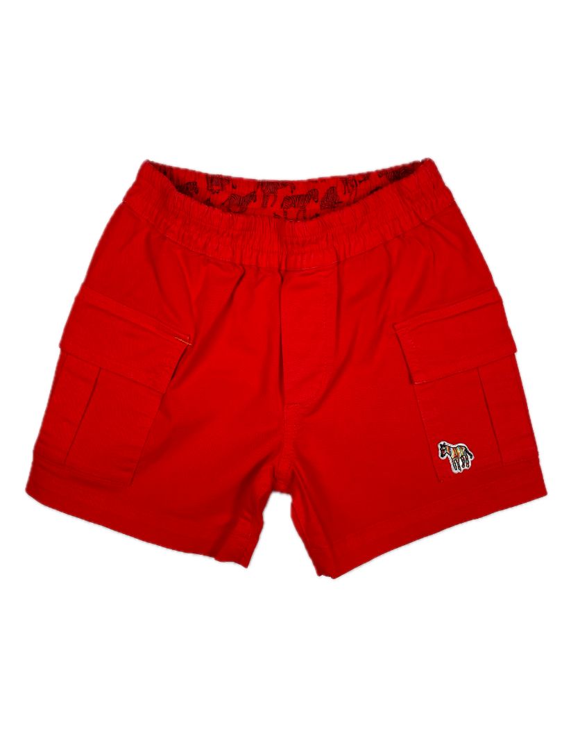18 mo, Paul Smith, Red, Pull-on shorts w/ cargo pockets, brand zebra emblem