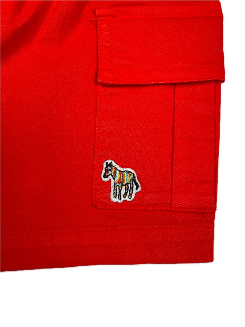 18 mo, Paul Smith, Red, Pull-on shorts w/ cargo pockets, brand zebra emblem