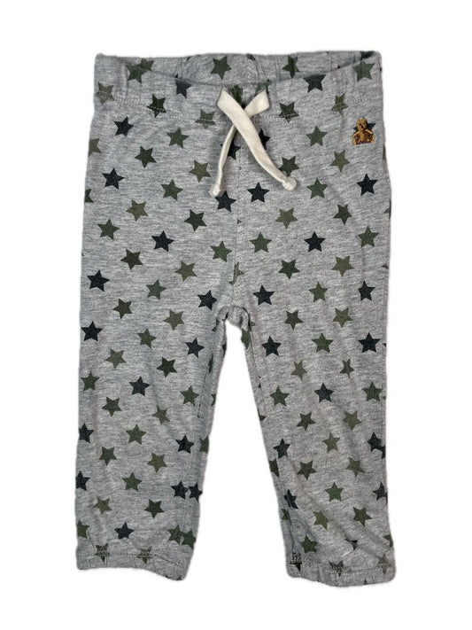 12-18 mo, babyGap, Grey, Green star print pull-on pants, decorative tie
