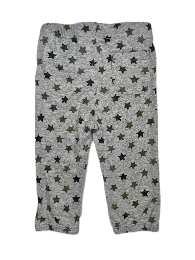 12-18 mo, babyGap, Grey, Green star print pull-on pants, decorative tie
