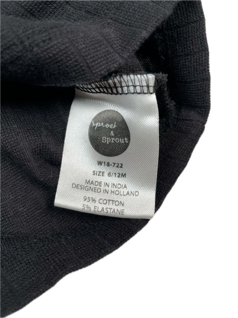 6-12 mo, Sproet & Sprout, Black, "Bugs + Hugs" long-sleeve ribbed shirt, cotton + stretch