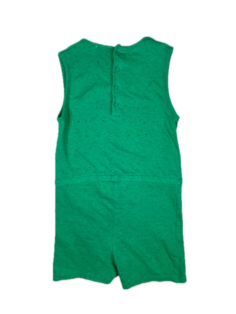 18 mo, Carrément Beau, Green, Sleeveless speckled romper, decorative b&w tie at waist