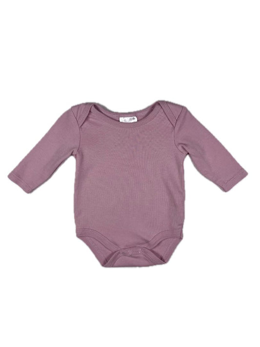 3-6 mo, Très Beau et Belle, Purple, Pima cotton solid long-sleeve bodysuit