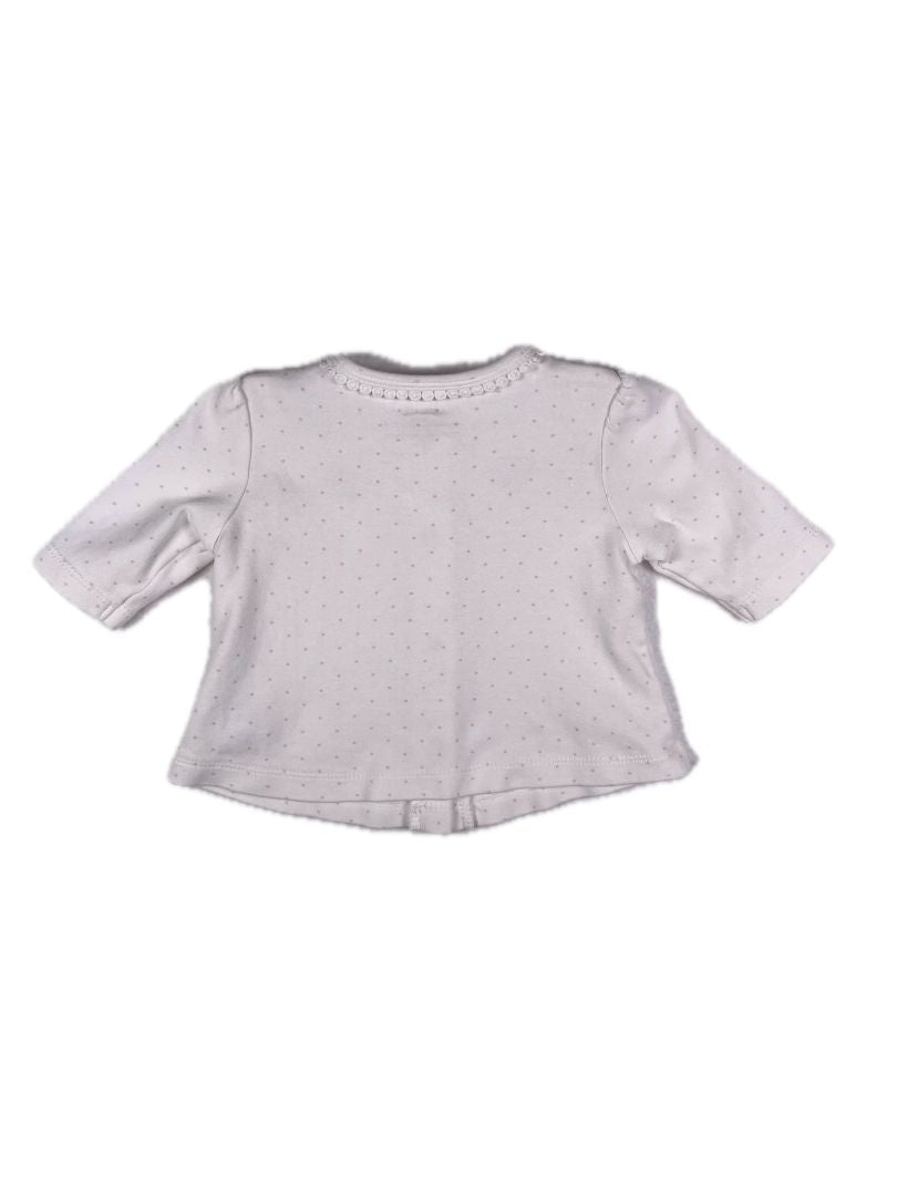 Newborn, Little Me, White, Pink polka dot snap-up long-sleeve shirt/layer w/ bows & embroidered flowers