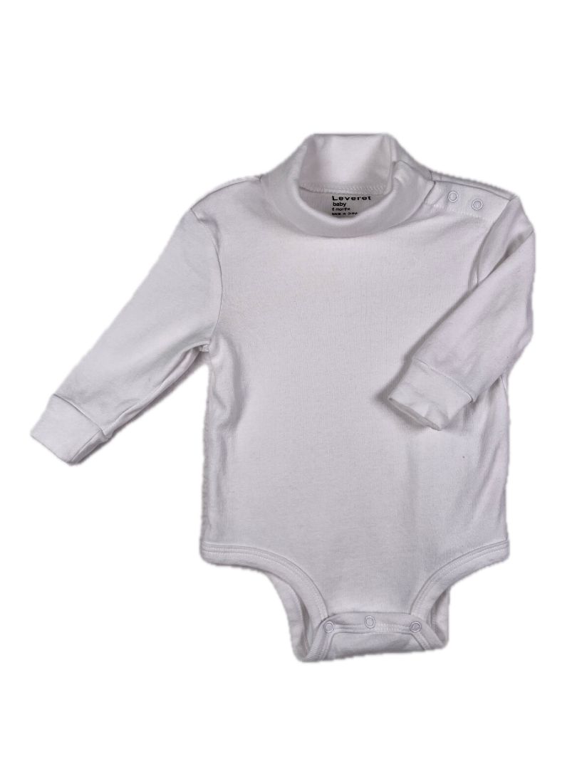 6 mo, Leveret, White, Turtleneck long-sleeve bodysuit