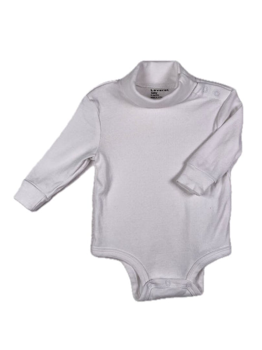 6 mo, Leveret, White, Turtleneck long-sleeve bodysuit