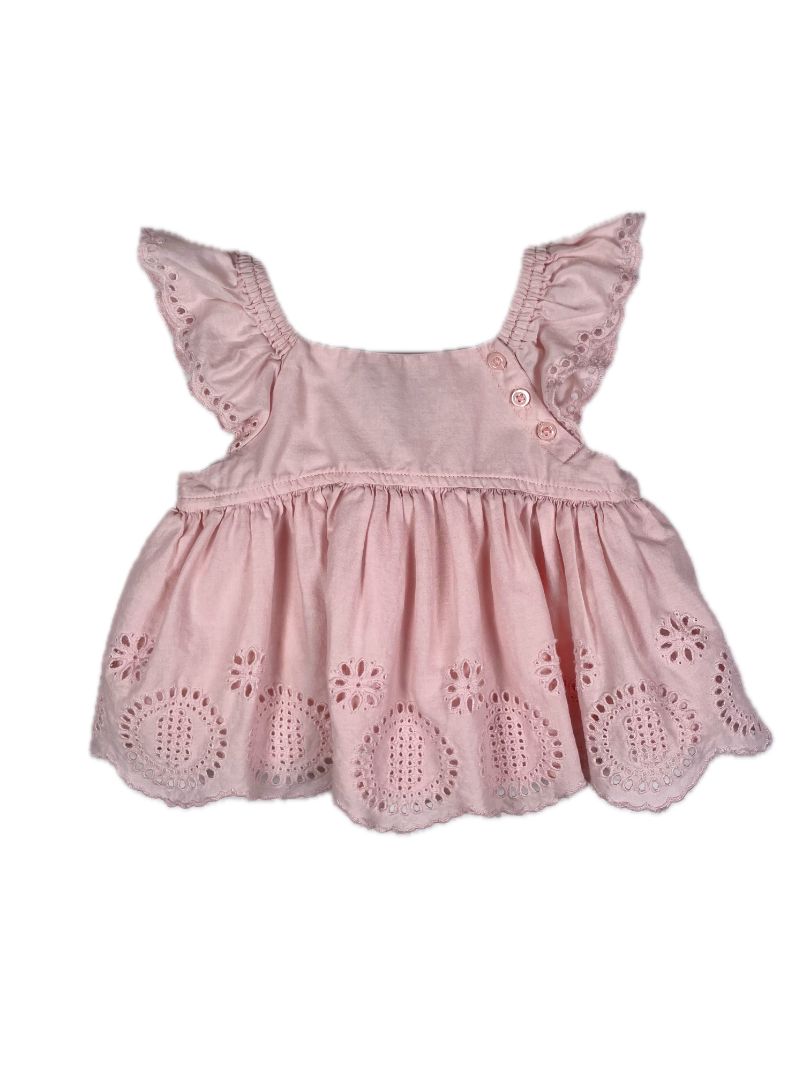 12-18 mo, babyGap, Pink, Circle eyelet blouse w/ flutter sleeves