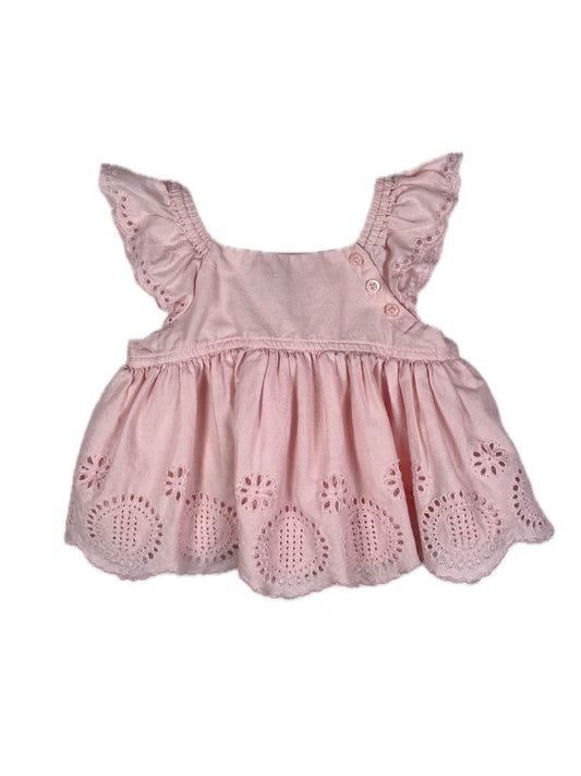 12-18 mo, babyGap, Pink, Circle eyelet blouse w/ flutter sleeves