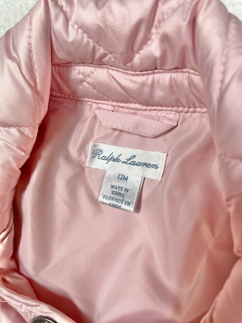 12 mo, Ralph Lauren, Pink, Quilted double-breasted jacket