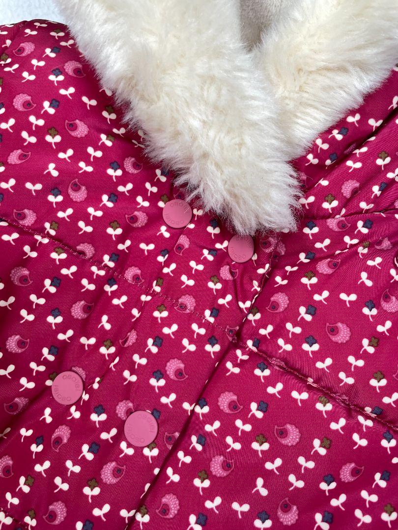 12 mo, Obaïbi, Red, Floral cozy-lined hooded puffer jacket