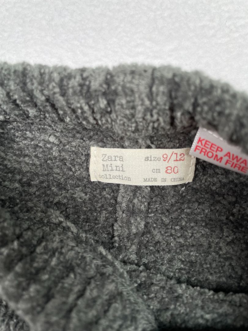 9-12 mo, Zara, Grey, Chenille pull-on leggings