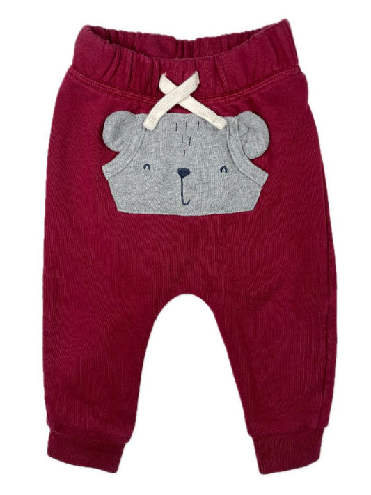 6-12 mo, babyGap, Purple, Bear pouch pull-on pants, decorative tie