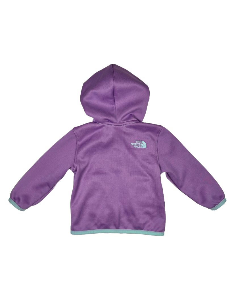 3-6 mo, The North Face, Purple, Hooded zip-up track jacket, aqua zipper & trim
