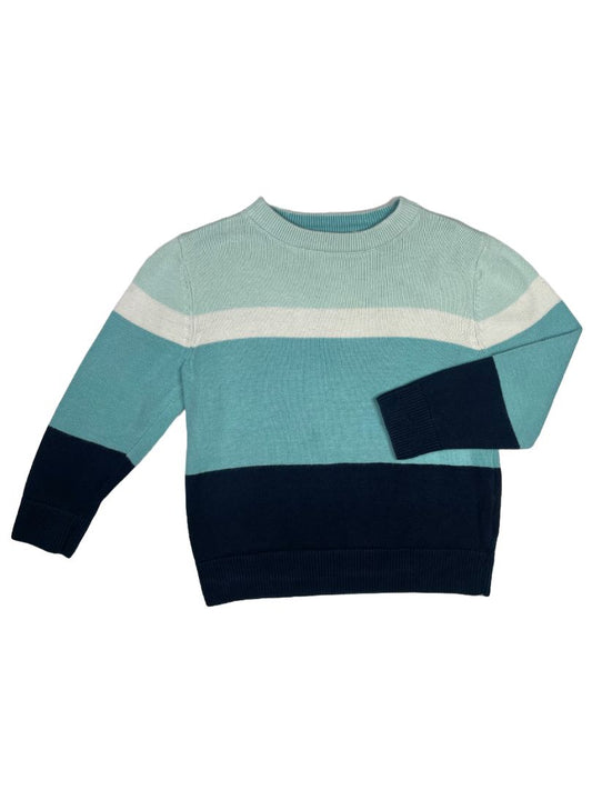 2/2T, H&M, Blue, Color blocked striped boys sweater