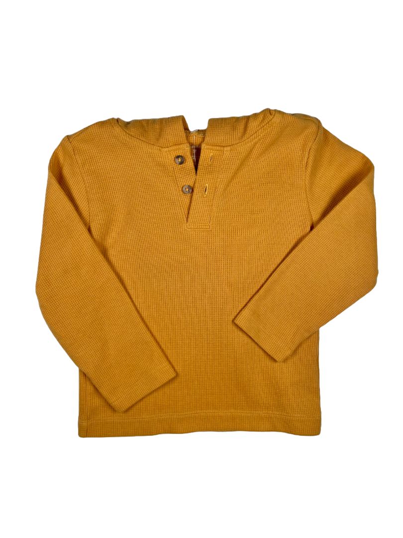3/3T, Pekkle, Yellow, Waffle knit hooded long-sleeve shirt