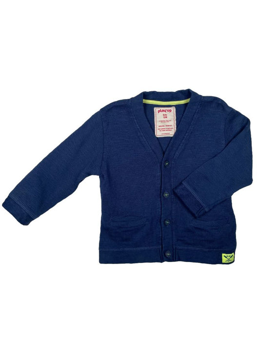 12 mo, Play Up, Blue, Button-up cardigan, green trim