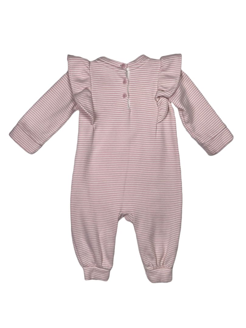 6-12 mo, babyGap, White, Pink striped Paddington fleece-lined coverall
