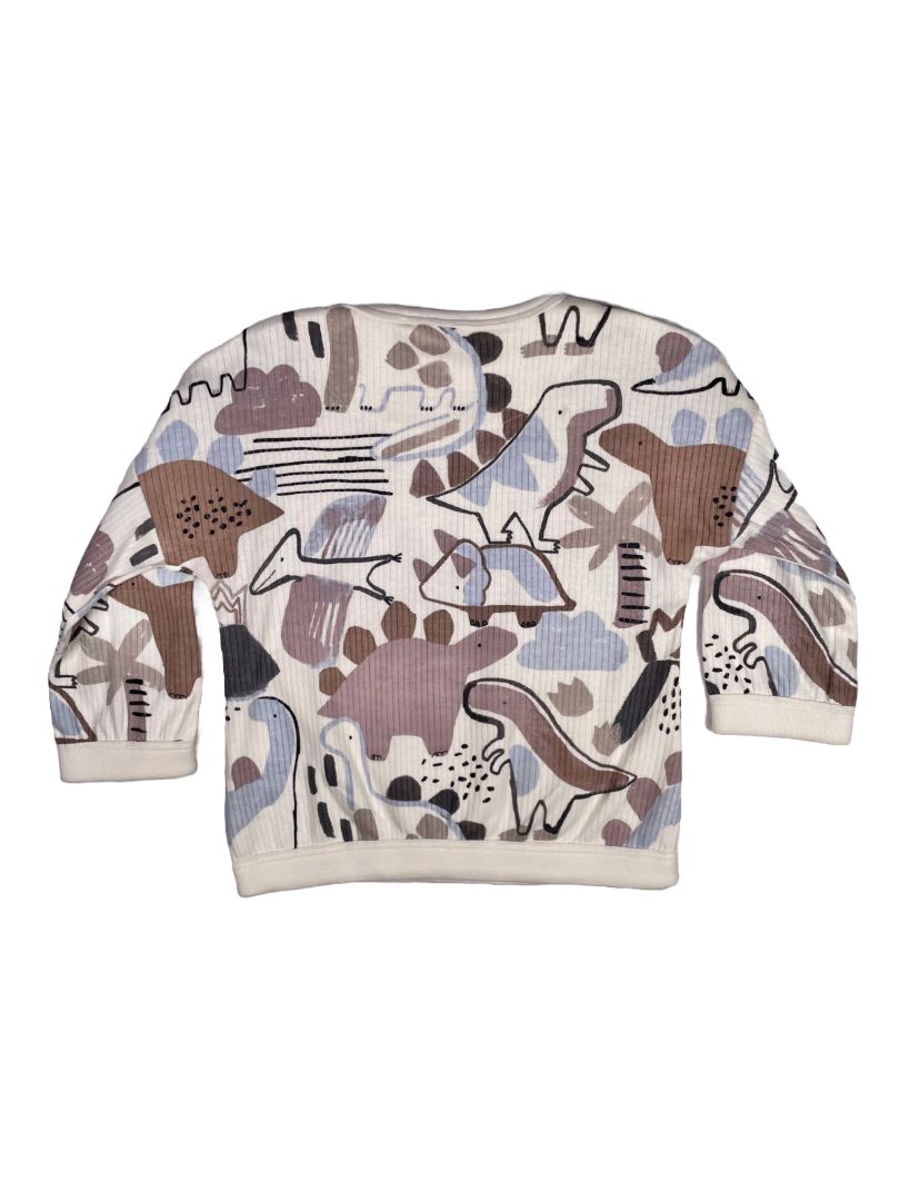 6-9 mo, Next, Cream, NEW w/ tags - Dinosaur print long-sleeve ribbed pullover