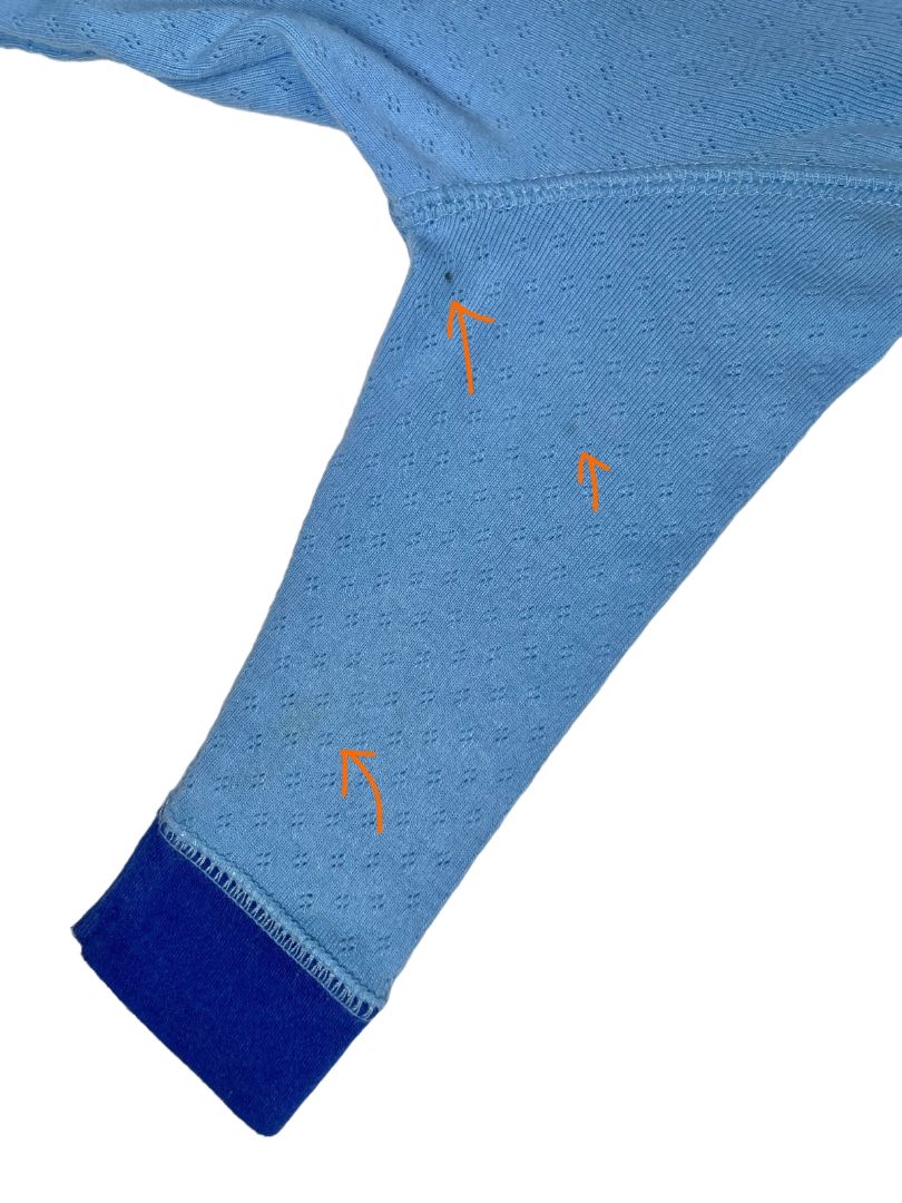 3-6 mo, PUMA, Blue, Pointelle snap-up cardigan, blue piping, embroidered logo & stars