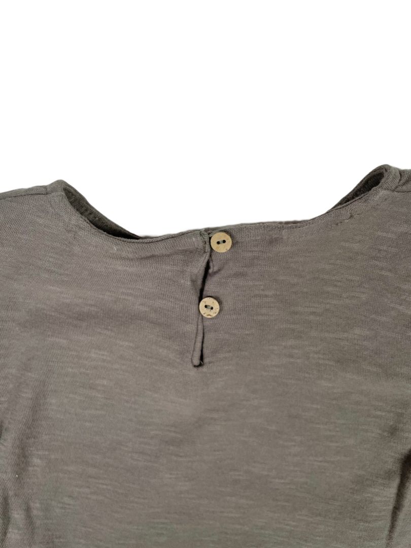 3-6 mo, Zara, Grey, Lace-trimmed long-sleeve shirt, button on lace front pocket