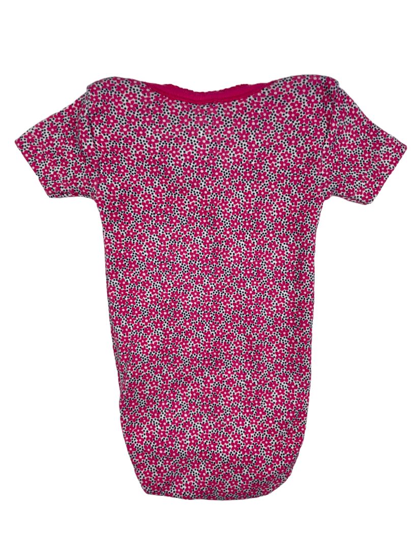 3 mo, Absorba, Pink, Floral and navy dot print short-sleeve bodysuit
