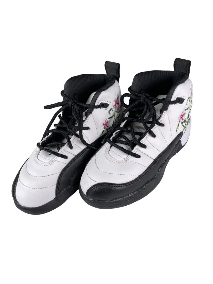 Size 12, Nike Air Jordan, White, Air Jordan 12 retro embroidered floral sneakers