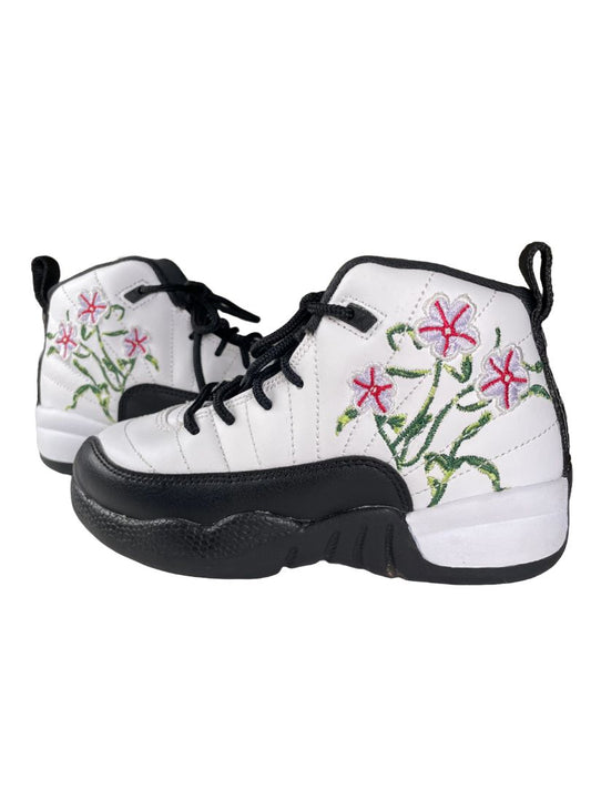 Size 12, Nike Air Jordan, White, Air Jordan 12 retro embroidered floral sneakers