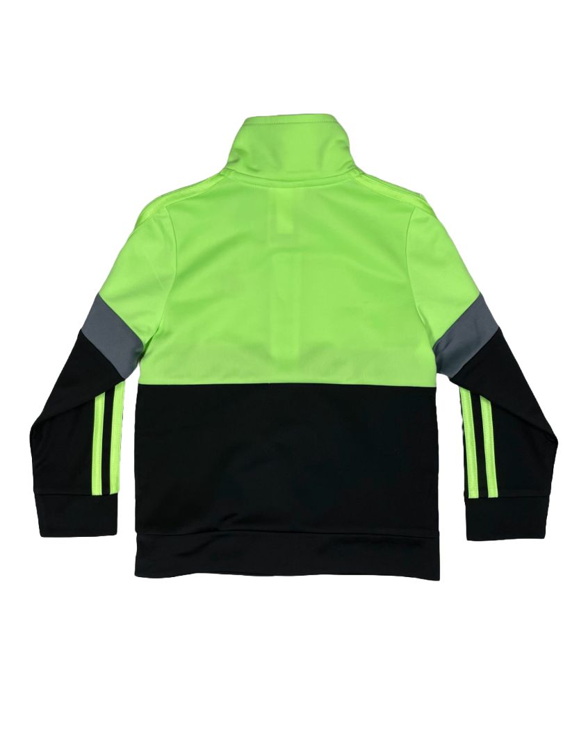 3/3T, Adidas, Green, Neon zip-up track jacket, grey/black, striped sleeves