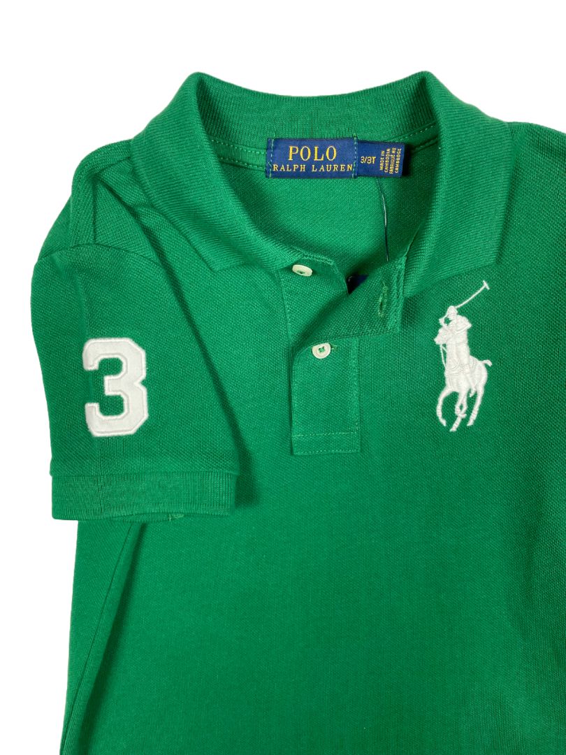 3/3T, Polo Ralph Lauren, Green, NEW w/ tags - classic polo shirt, number 3 on shoulder
