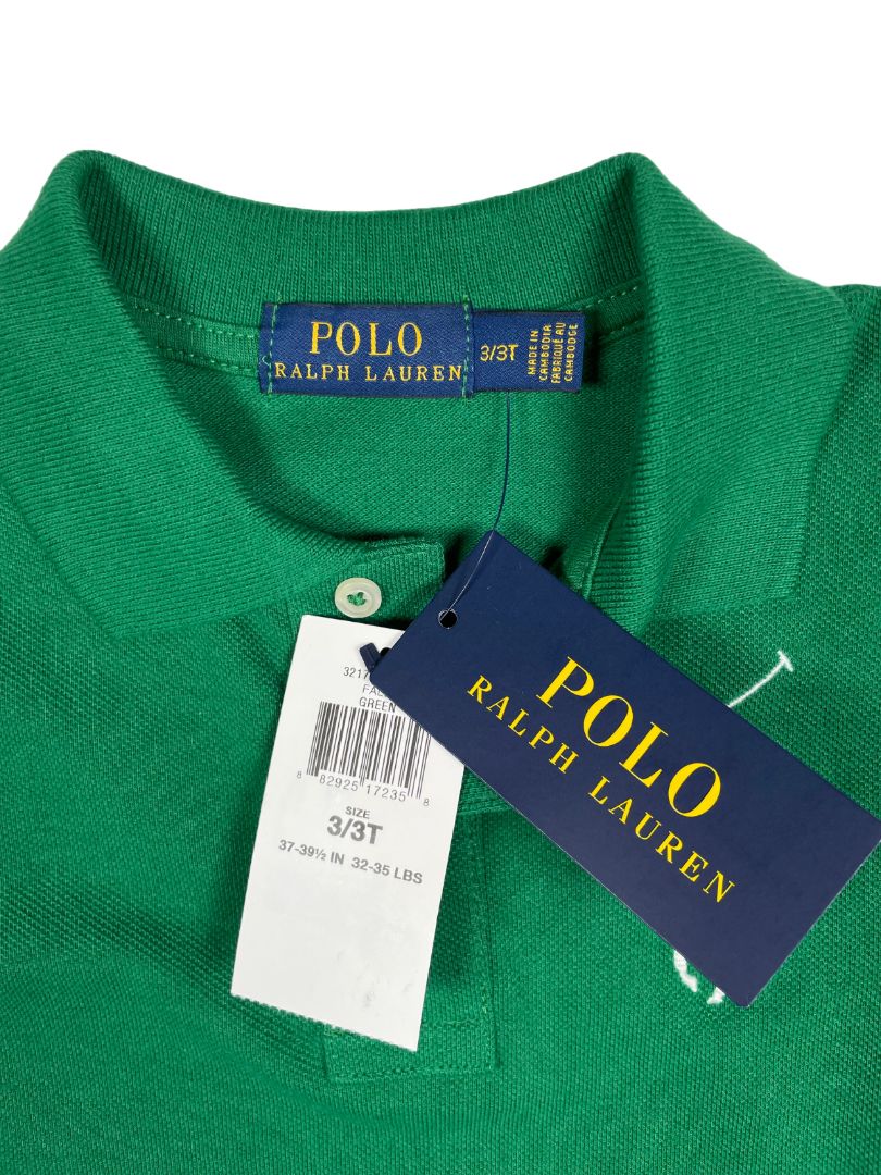3/3T, Polo Ralph Lauren, Green, NEW w/ tags - classic polo shirt, number 3 on shoulder