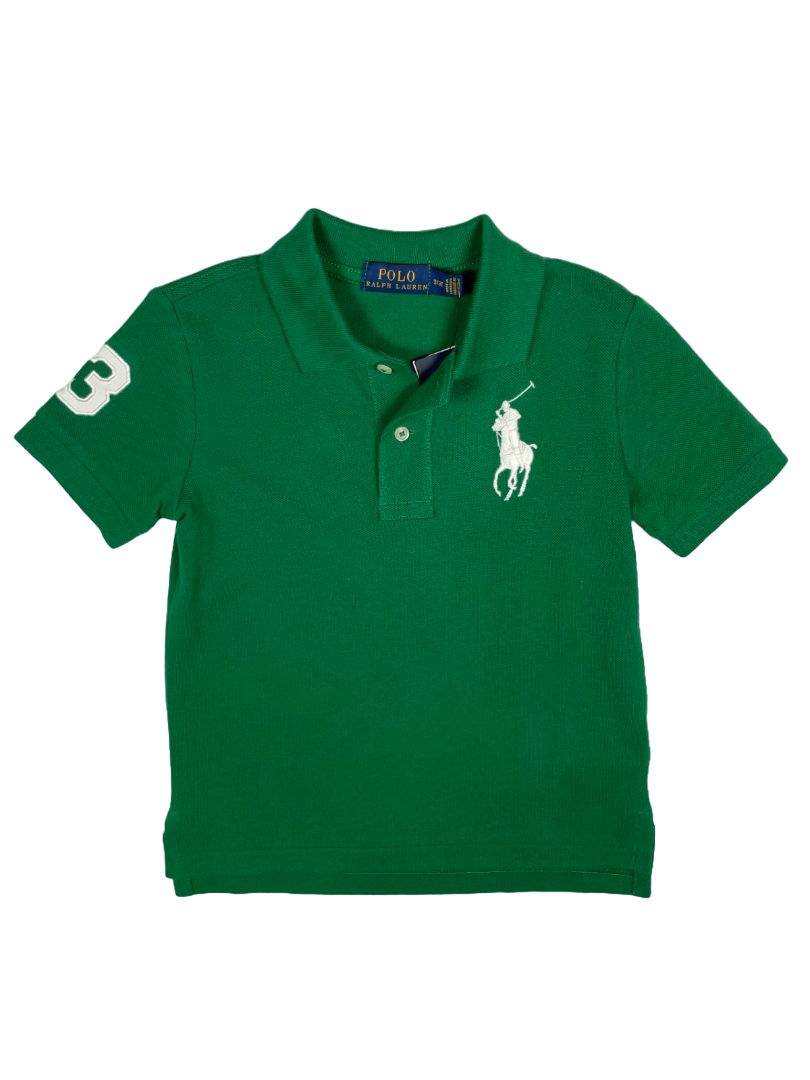 3/3T, Polo Ralph Lauren, Green, NEW w/ tags - classic polo shirt, number 3 on shoulder