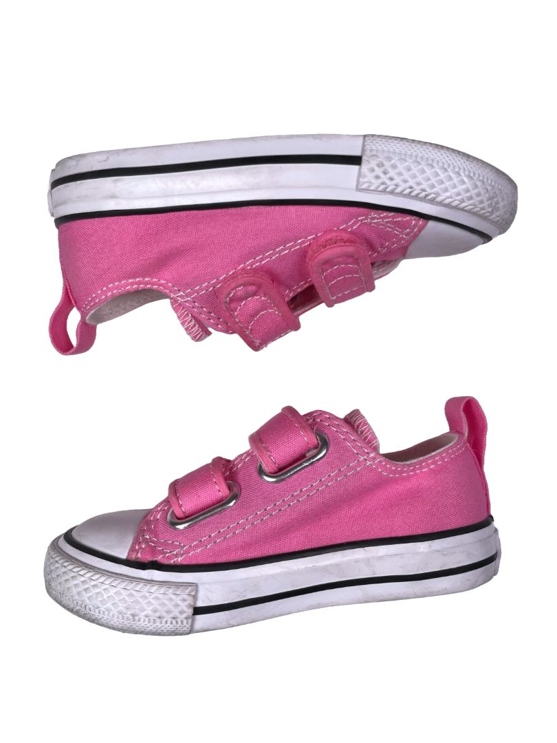 Size 6, Converse, Pink, Chuck Taylor All Star Easy-On velcro strap shoes