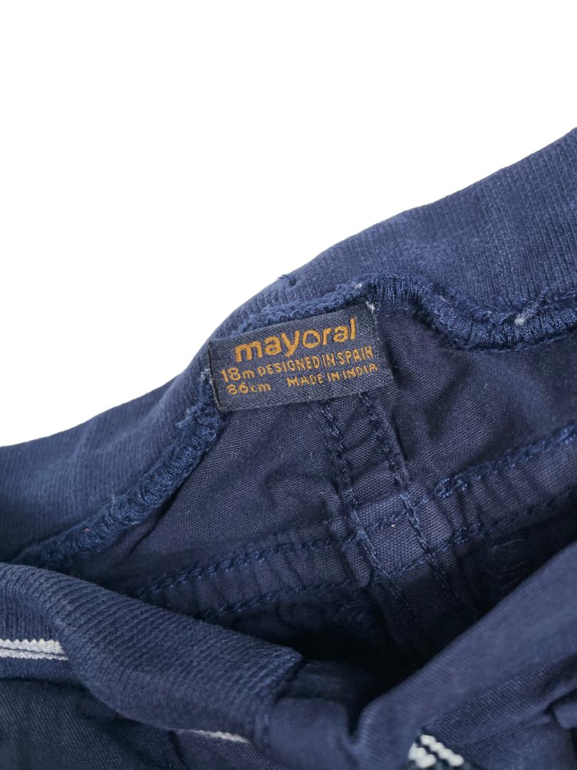 18 mo, Mayoral, Blue, Straight-leg twill drawstring pants