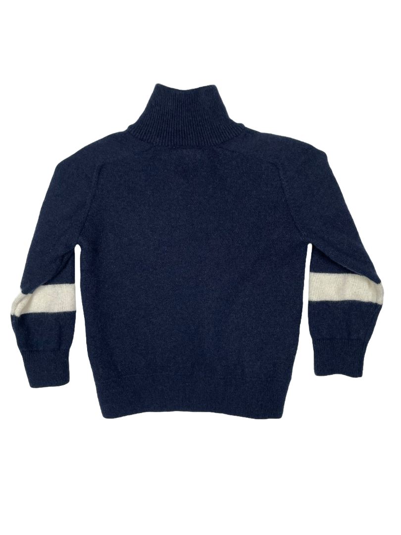 3/3T, Jacadi, Blue, Quarter-zip sweater, teal diamonds & white stripes