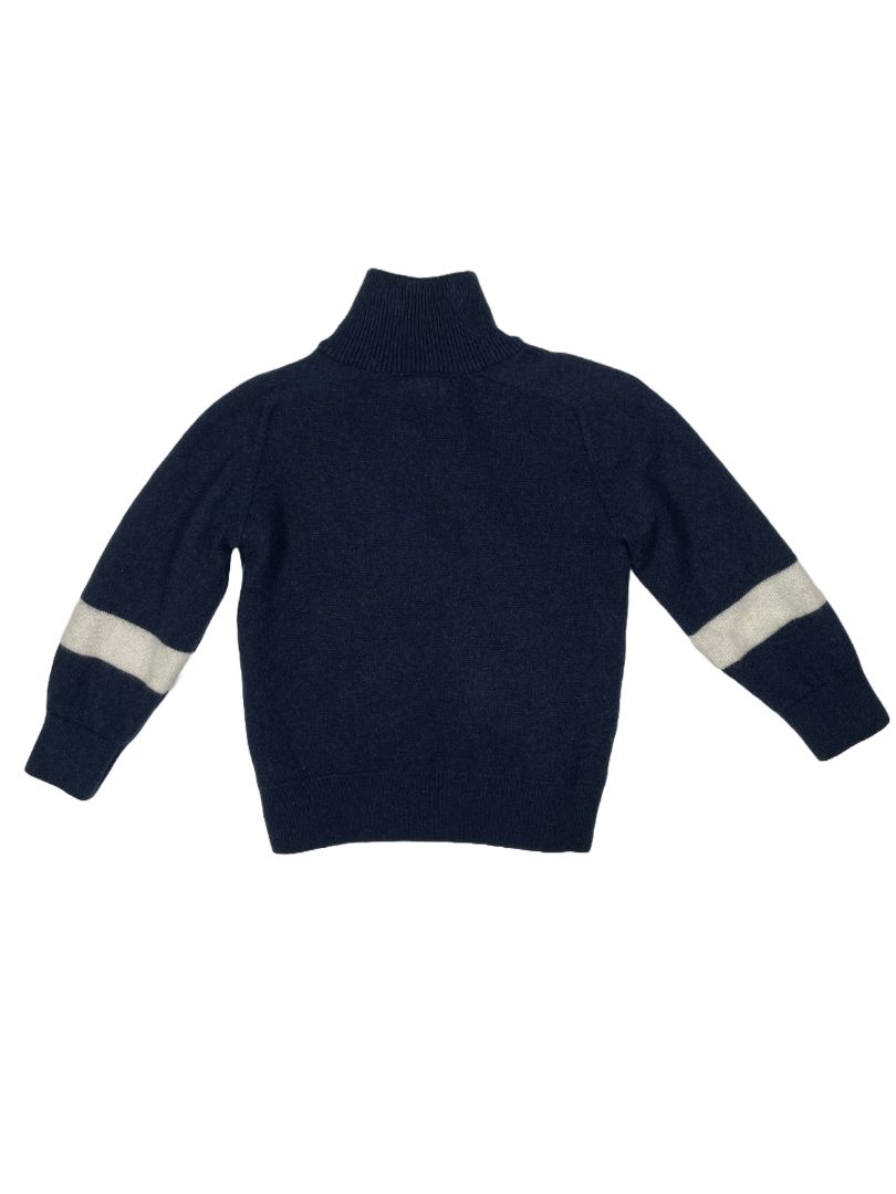 3/3T, Jacadi, Blue, Quarter-zip sweater, teal diamonds & white stripes