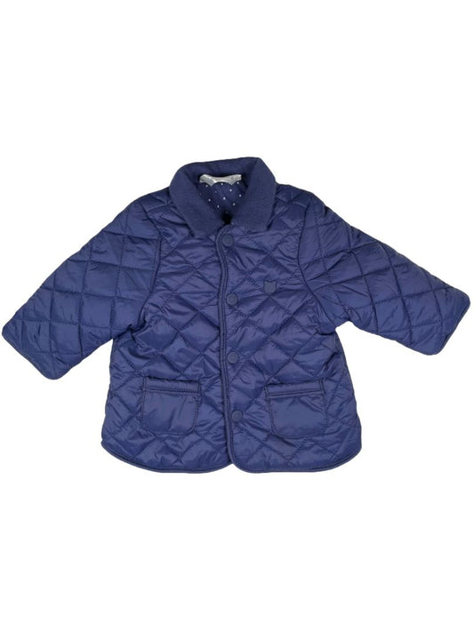 1-2 mo, Mayoral, Blue, Lightly padded quilted jacket w/ collar, snaps,  & velour lining