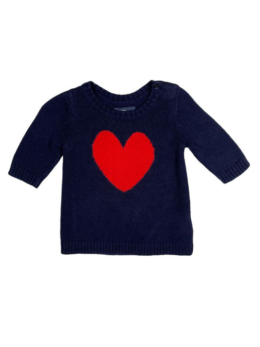 0-3 mo, babyGap, Blue, Long-sleeve sweater dress w/ large knitted heart