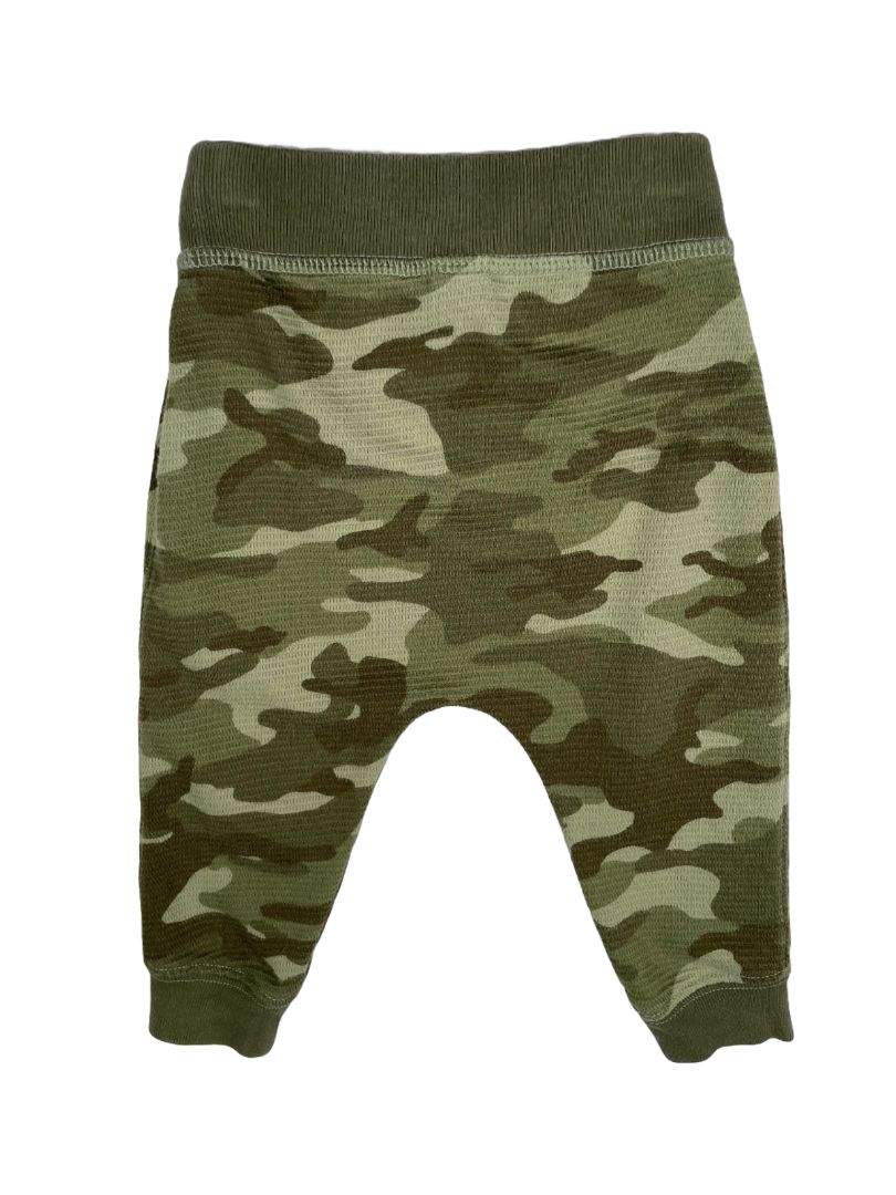 12-18 mo, babyGap, Green, Camo print pull-on pants, front pocket, decorative tie
