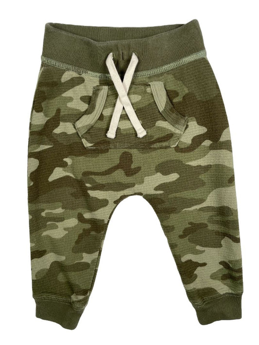 12-18 mo, babyGap, Green, Camo print pull-on pants, front pocket, decorative tie