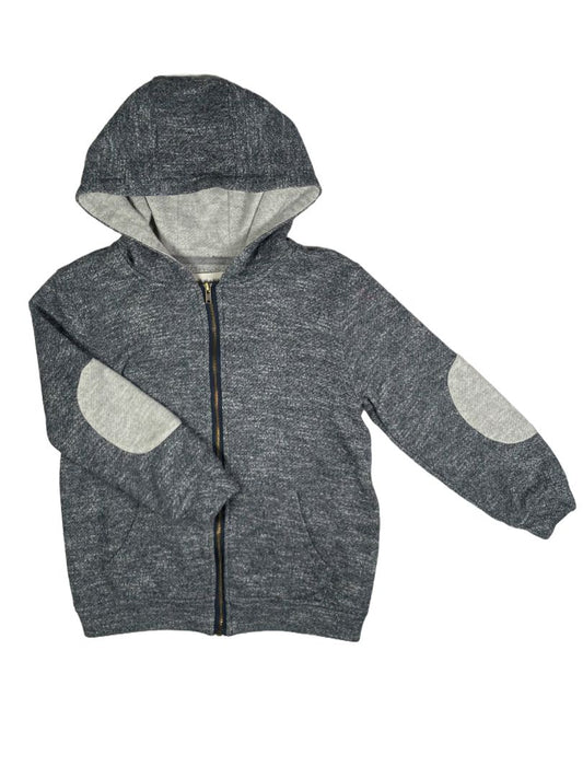 4-5, Me & Henry London, Grey, Sweatshirt zip-up hoodie w/ front pocket & elbow patches