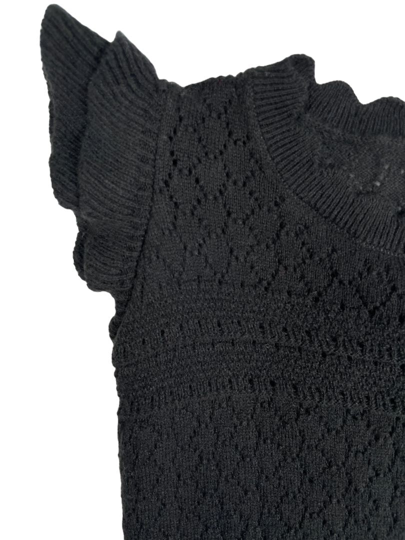 6-12 mo, babyGap, Black, Sweater dress w/ flutter sleeves, scalloped neckline