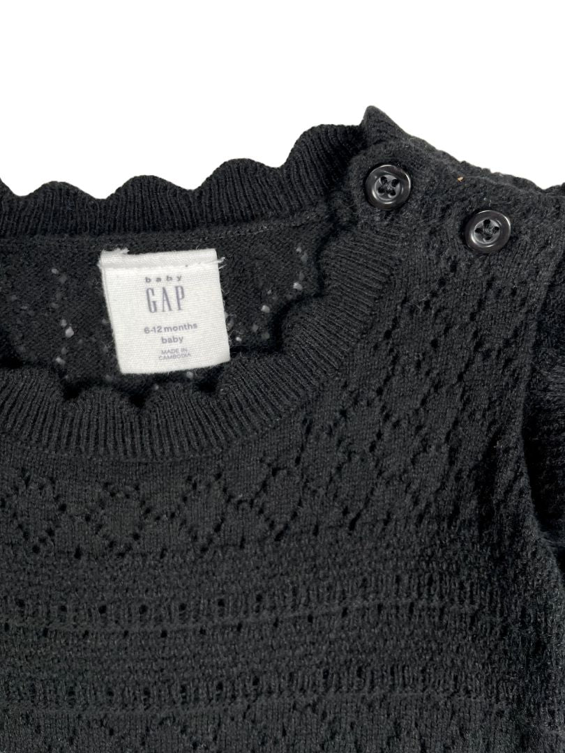 6-12 mo, babyGap, Black, Sweater dress w/ flutter sleeves, scalloped neckline