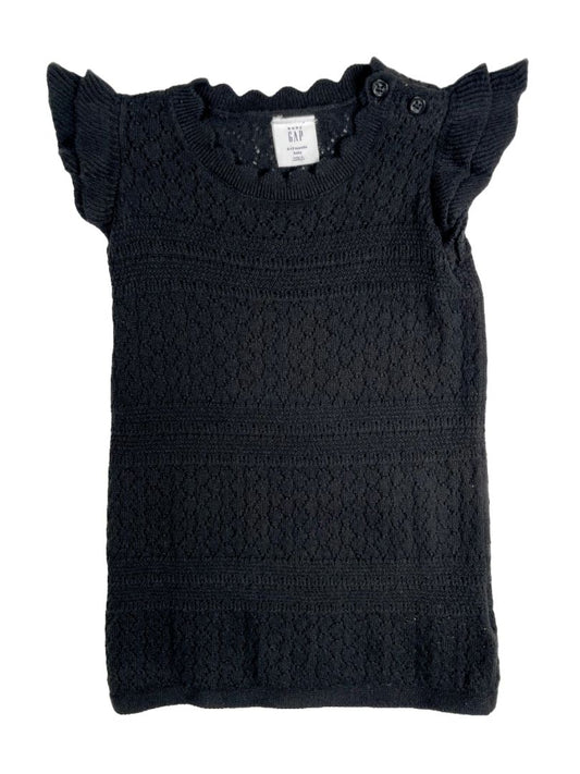 6-12 mo, babyGap, Black, Sweater dress w/ flutter sleeves, scalloped neckline