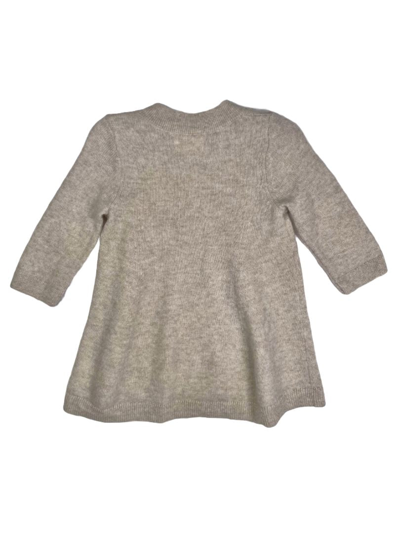 6-12 mo, BR Baby (Banana Republic), Neutral, Long-sleeve merino wool + cashmere sweater dress, buttons at shoulder