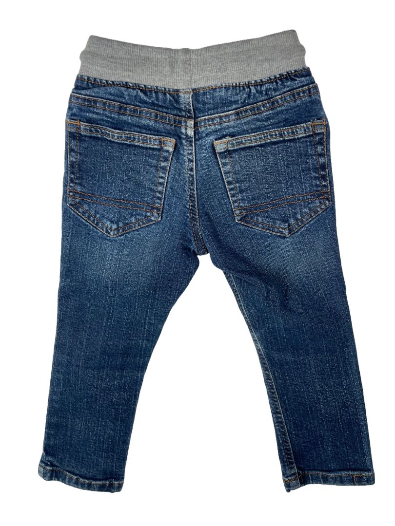 2/2T, Cat & Jack, Blue, Pull-on drawstring skinny jeans, grey waistband