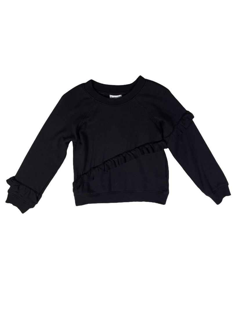 18-24 mo, Splendid, Black, NEW w/ tags - Super soft long-sleeve shirt with diagonal ruffle